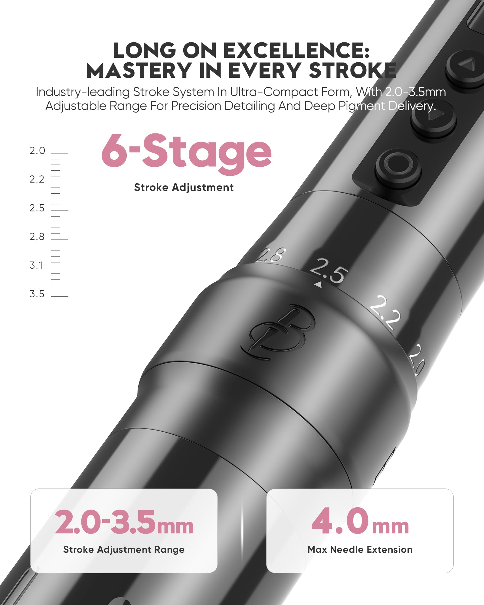 Biomaser Plenilune U1 Pro Wireless Tattoo & PMU Machine With Adjustable Stroke