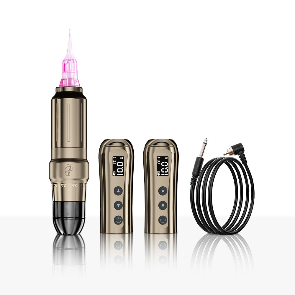 Official Stroker Adjustable BIOMASER U1 Cordless Tattoo & Permanent Makeup Pen - Universal Cartridge Needles Compatible, Dual Powerful Output