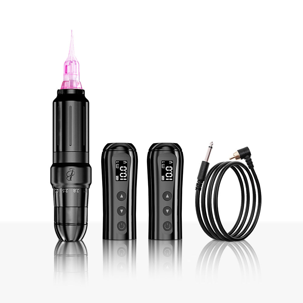 Official Stroker Adjustable BIOMASER U1 Cordless Tattoo & Permanent Makeup Pen - Universal Cartridge Needles Compatible, Dual Powerful Output