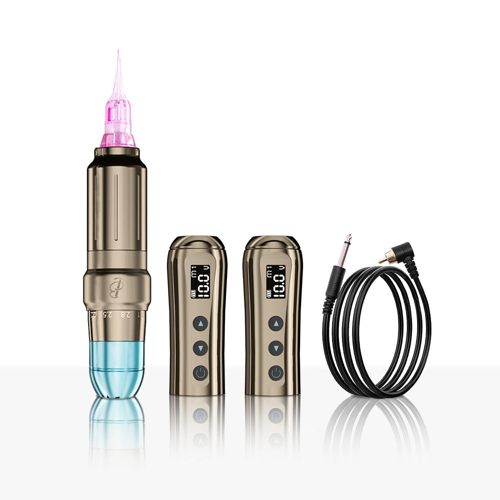 Official Stroker Adjustable BIOMASER U1 Cordless Tattoo & Permanent Makeup Pen - Universal Cartridge Needles Compatible, Dual Powerful Output