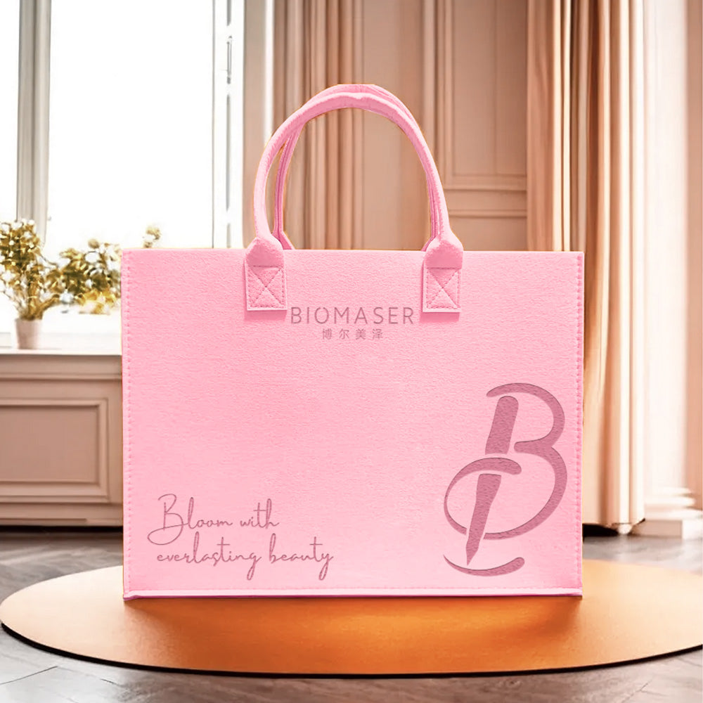 Biomaser Pink Felt Tote Bag - Carry the Essence of Everlasting Beauty