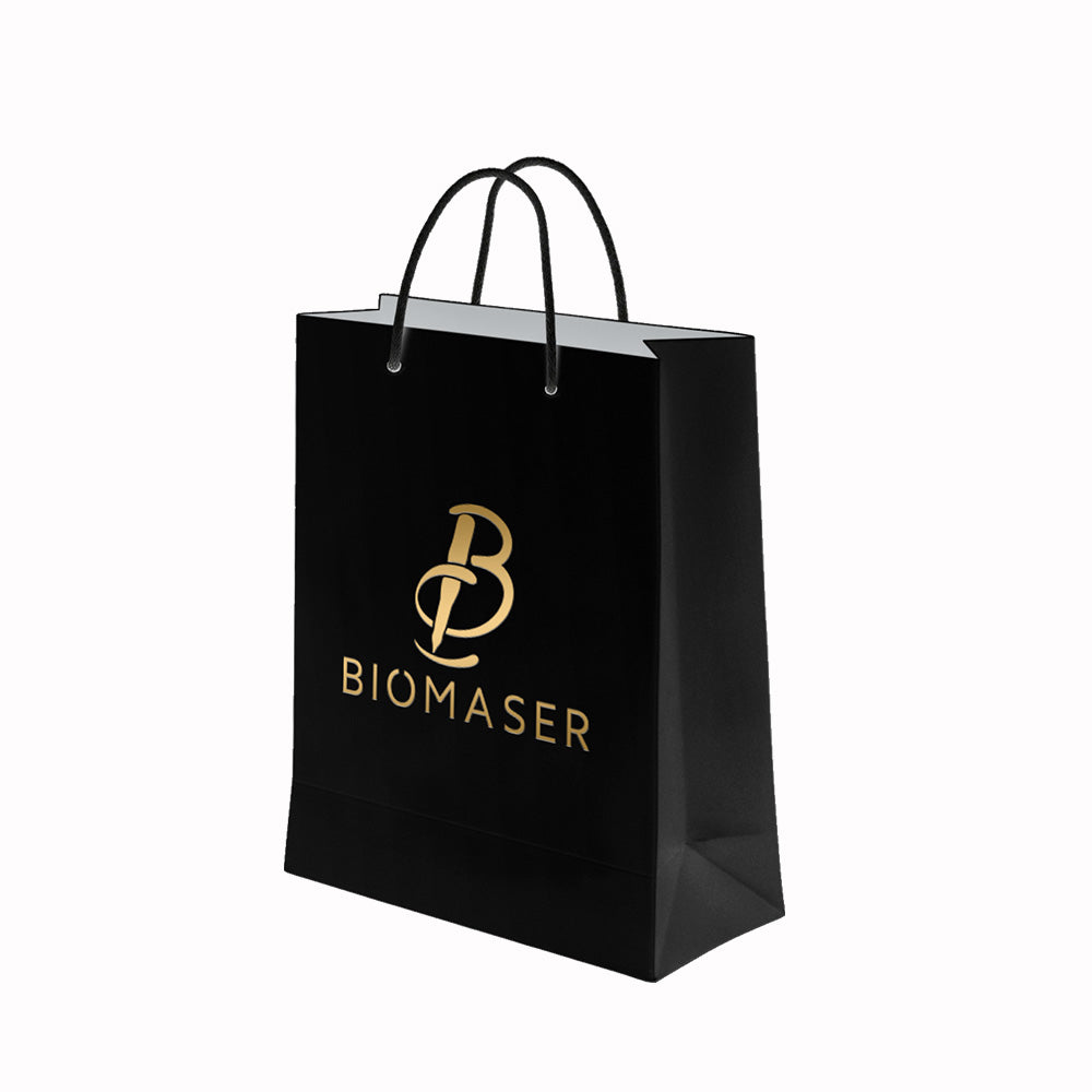 Biomaser Black Luxury Paper Tote Bag - Exude Professional Brand Elegance