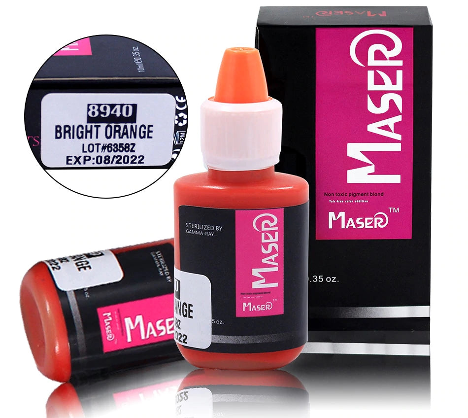 Maser 10ml Tattoo Pigment Inks 16 Colors Permanent Makeup pigments for Eyebrows Eyeliner Microblading Beauty Safe for Tattoo Machine Pen