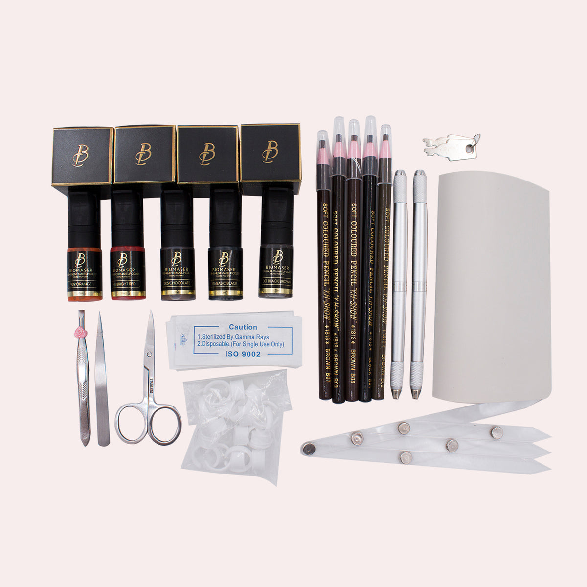 Biomaser Microblading permanent makeup kit with 5 semi cream pigment and 4 cream microblading pigment