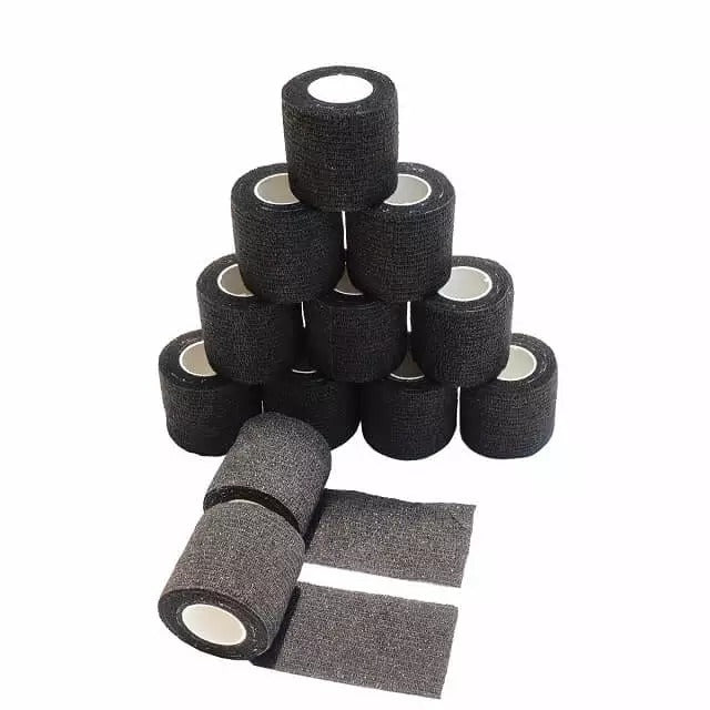 Tattoo Grip Cover Wrap Random Color 5pcs 2” x 5 Yards Black Disposable Cohesive Tattoo Grip Tape Wrap