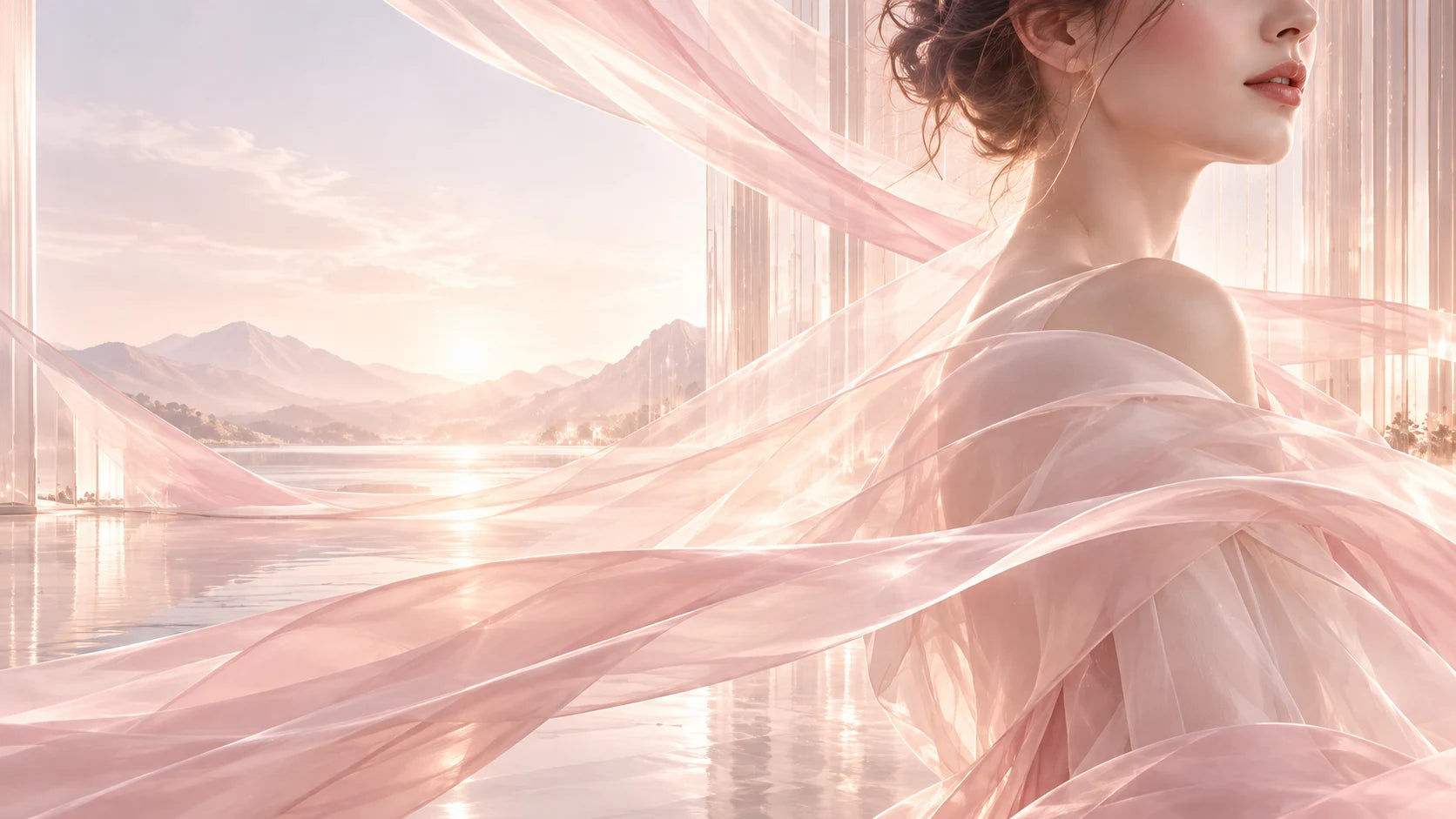 AI-generated sculptural silk and light texture